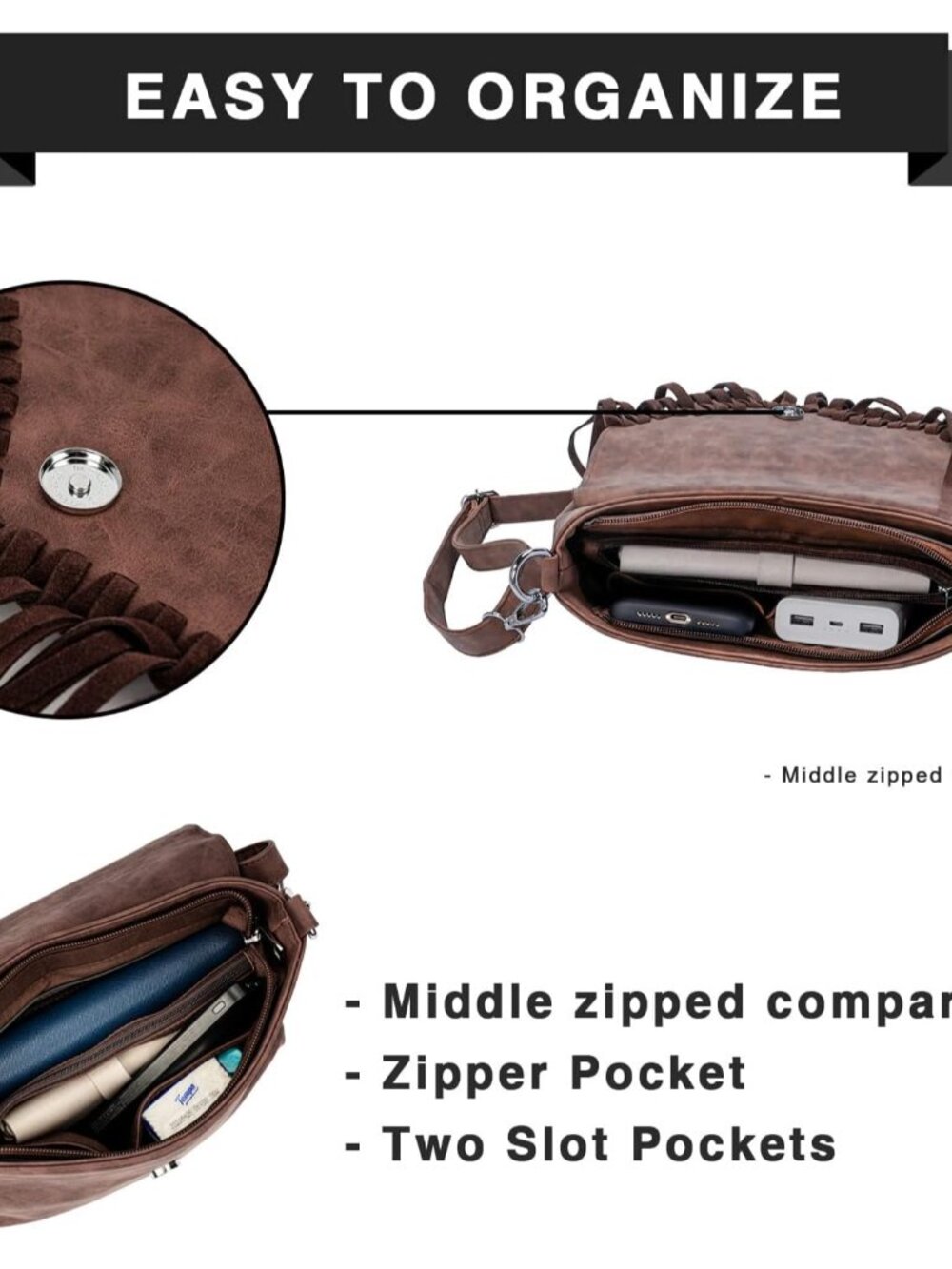 Small Crossbody Bags for Women Crossbody Handbag Fringe Purse Tassel Shoulder Ba - Picture 6 of 7
